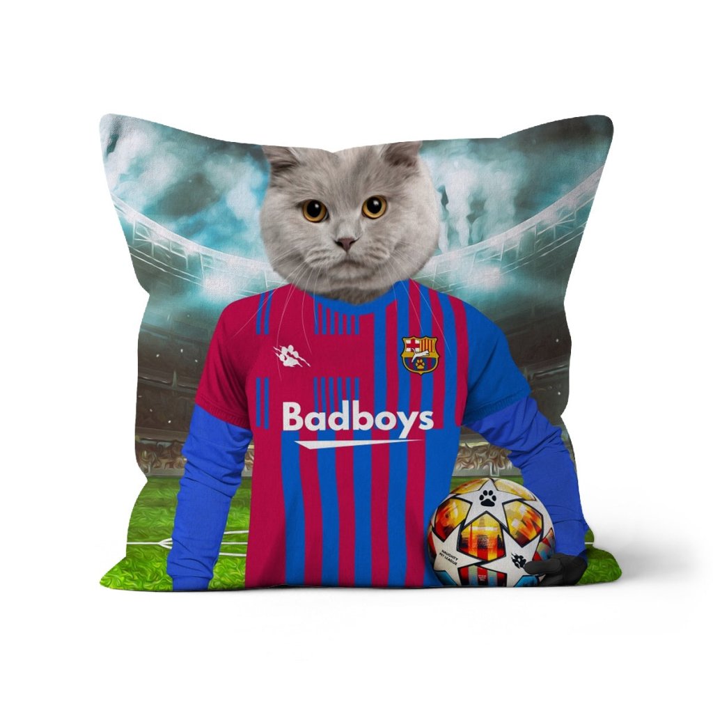 Pet Portraits | Barkcelona Football Club: Custom Pet Pillow | Paw & Glory