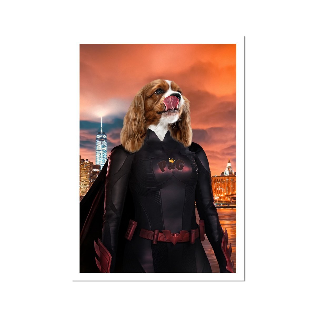 Batwoman: Custom Pet Portrait - Paw & Glory - Dog Portraits - Pet Portraits