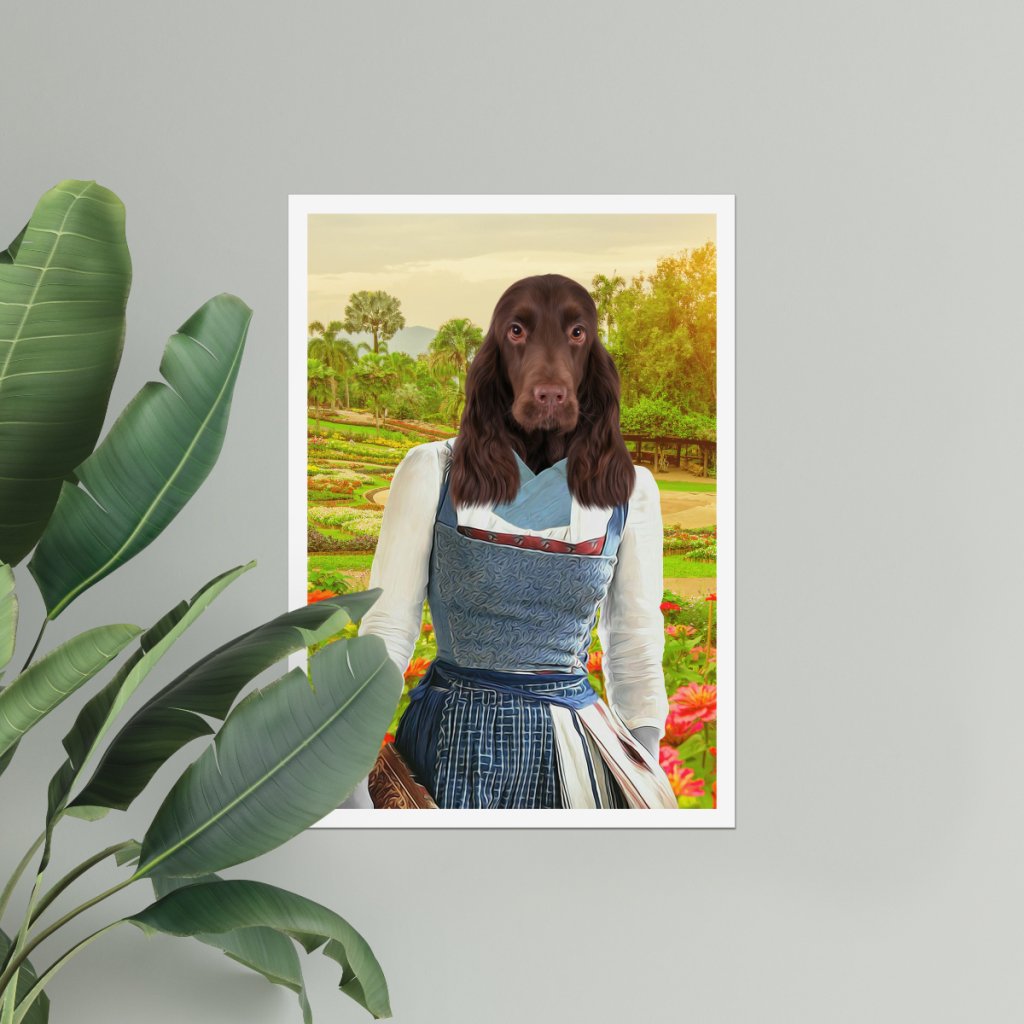 Belle (Beauty & The Beast Inspired): Custom Pet Poster - Paw & Glory - Dog Portraits - Pet Portraits