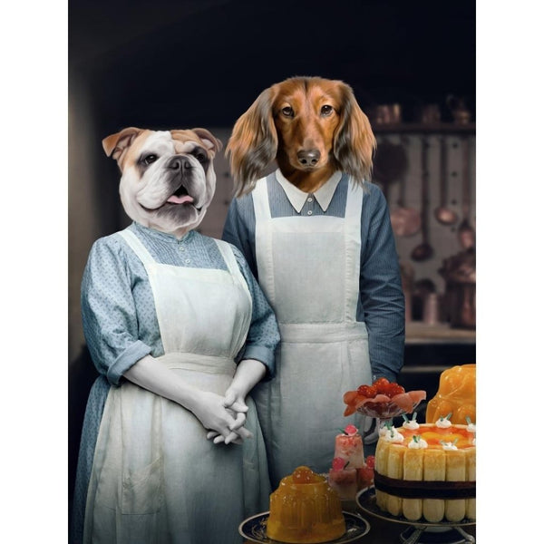 Edwardian Kitchen Duo: Custom Digital Download Pet Portrait | royal pet portrait | Paw & Glory