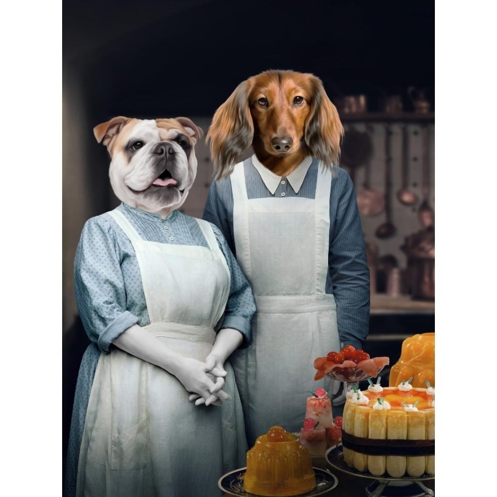 Beryl & Daisy (Downton Abbey Inspired): Custom Digital Download Pet Portrait - Paw & Glory - Dog Portraits - Pet Portraits