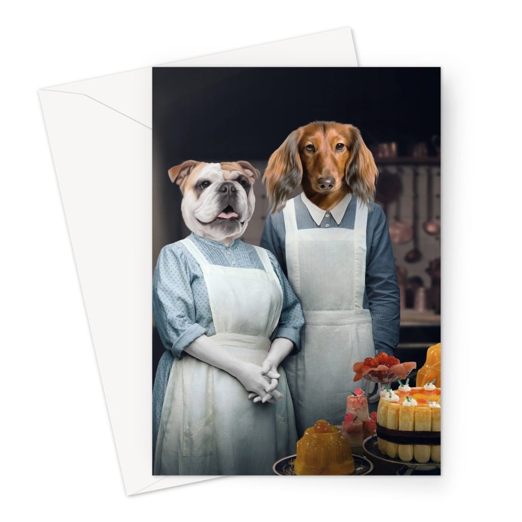 Beryl & Daisy (Downton Abbey Inspired): Custom Pet Greeting Card - Paw & Glory - Dog Portraits - Pet Portraits