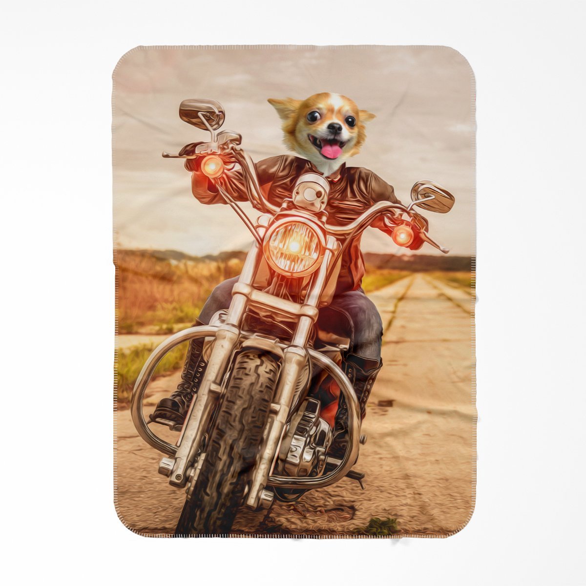 Pet Portraits | Biker Chick: Custom Pet Blanket | Paw & Glory
