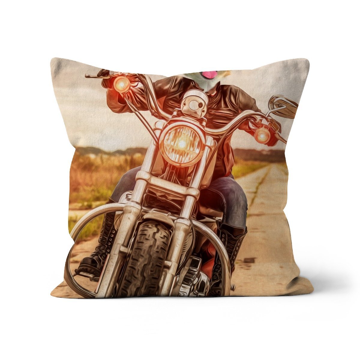 Pet Portraits | Biker Chick: Custom Pet Pillow | Paw & Glory