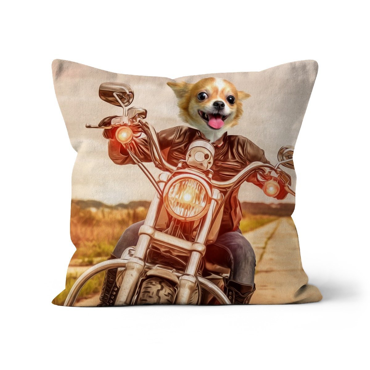 Pet Portraits | Biker Chick: Custom Pet Pillow | Paw & Glory