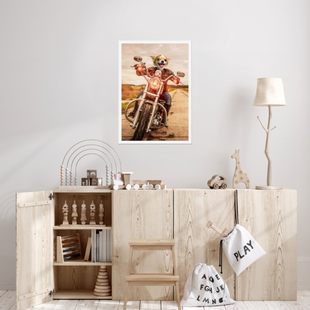 Pet Portraits | Biker Chick: Custom Pet Poster | Paw & Glory