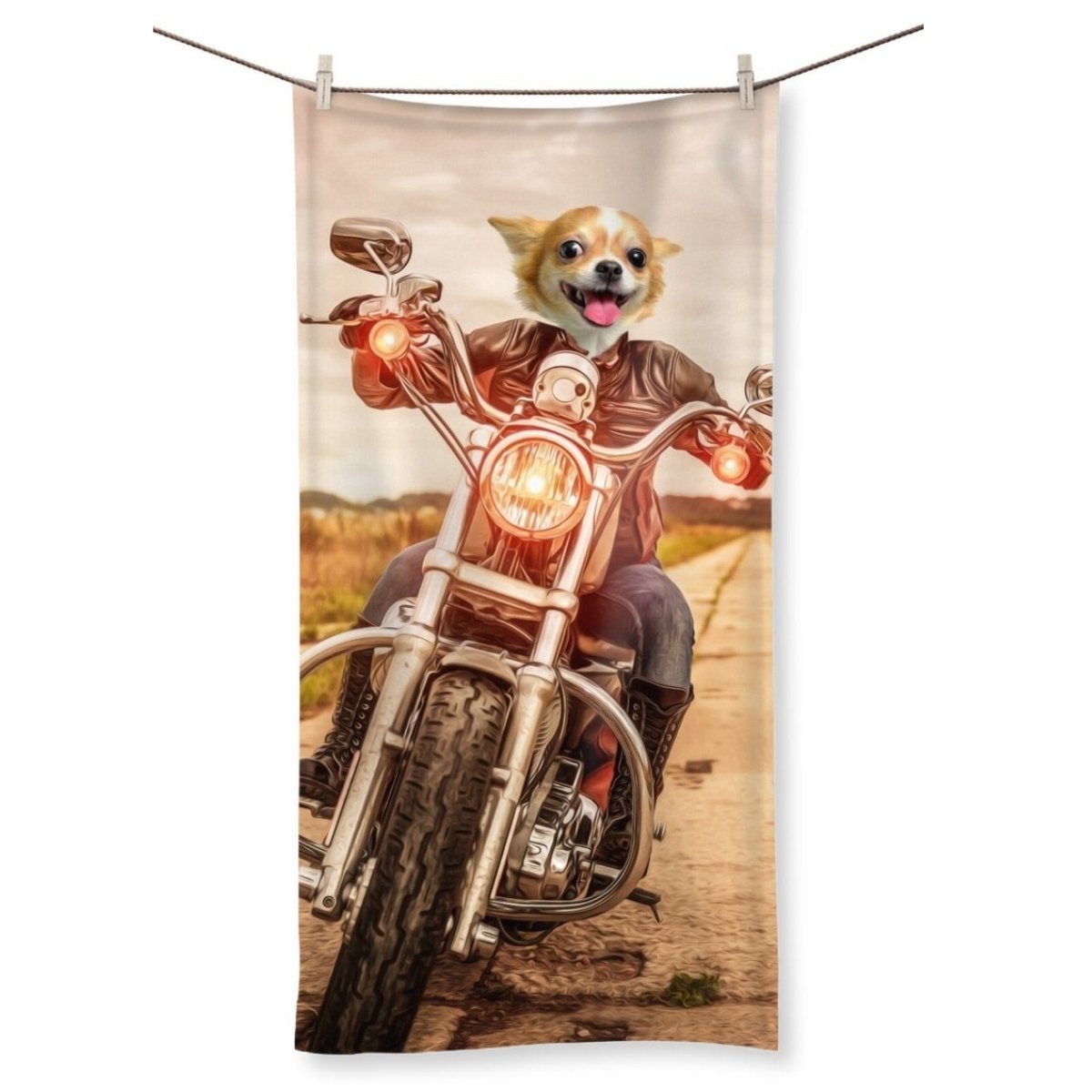 Biker Chick: Custom Pet Towel - Paw & Glory - Dog Portraits - Pet Portraits