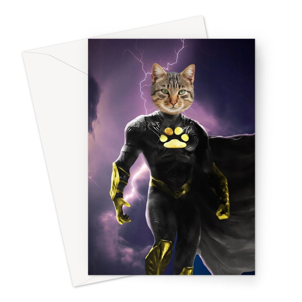 Pet Portraits | Black Adam (DC Superhero Inspired): Custom Pet Greeting Card | Paw & Glory