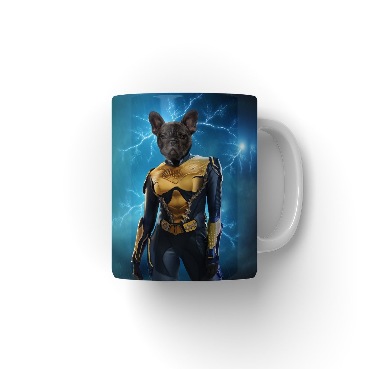 Pet Portraits | Black Lightening (DC Superhero Inspired): Custom Pet Coffee Mug | Paw & Glory