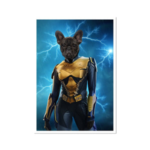 Black Lightening (DC Superhero Inspired): Custom Pet Portrait - Paw & Glory - Dog Portraits - Pet Portraits