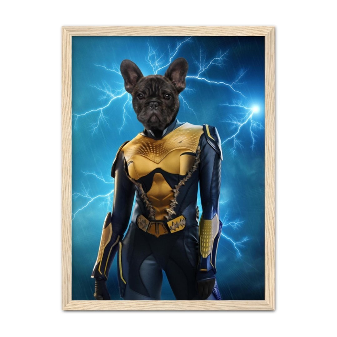 Pet Portraits | Black Lightening (DC Superhero Inspired): Custom Pet Portrait | Paw & Glory
