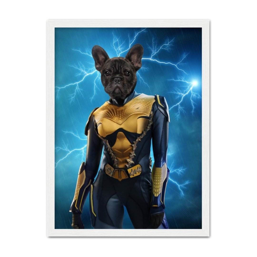 Pet Portraits | Black Lightening (DC Superhero Inspired): Custom Pet Portrait | Paw & Glory