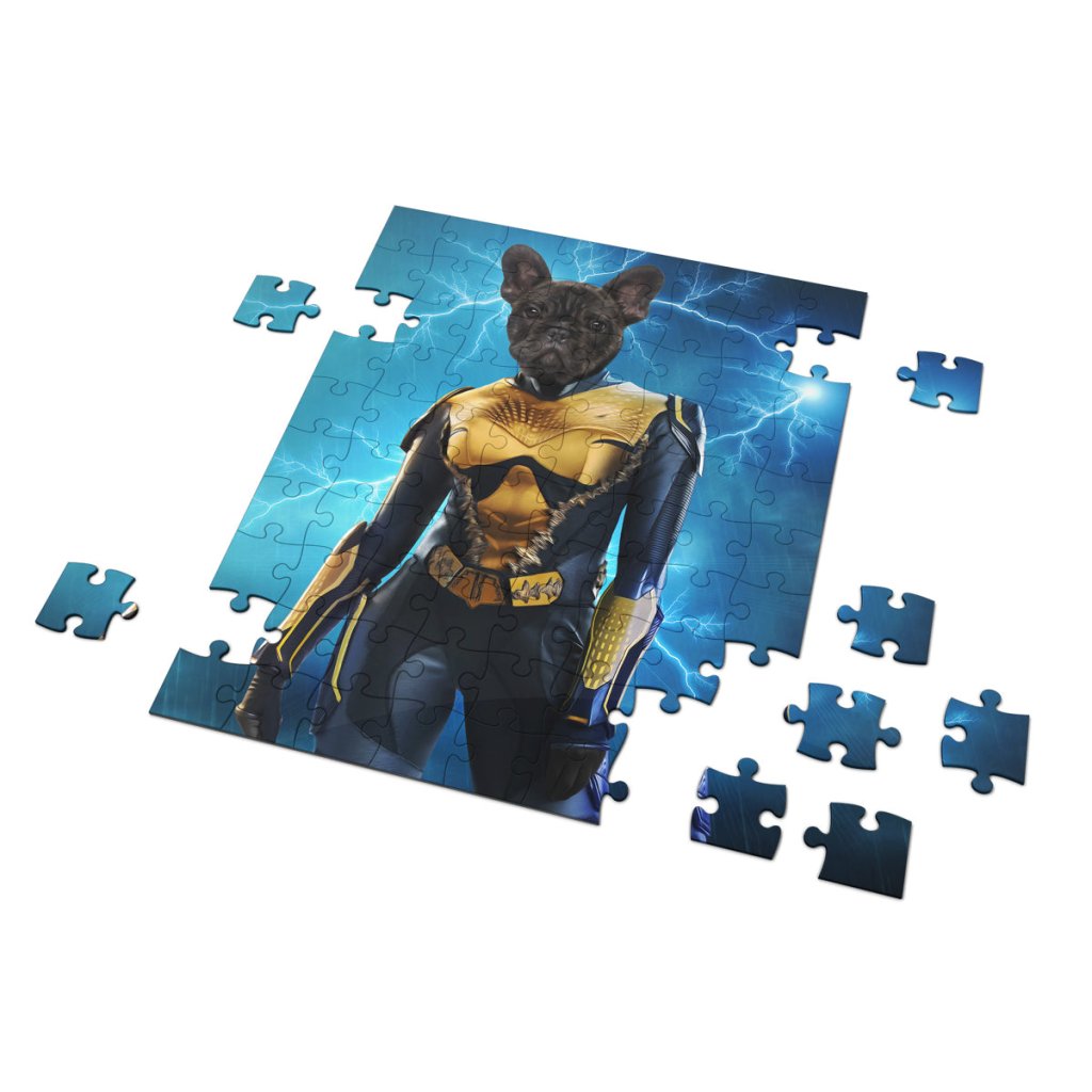 Pet Portraits | Black Lightening (DC Superhero Inspired): Custom Pet Puzzle | Paw & Glory