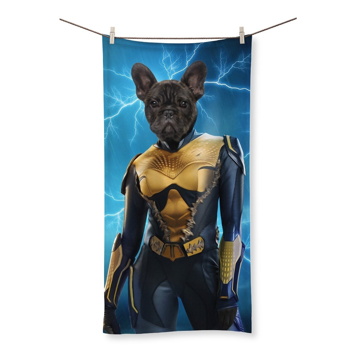 Pet Portraits | Black Lightening (DC Superhero Inspired): Custom Pet Towel | Paw & Glory