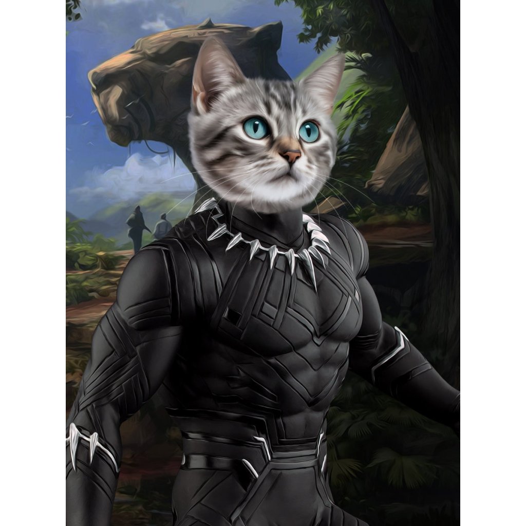 Black Panther (Marvel Inspired): Custom Digital Download Pet Portrait - Paw & Glory - Dog Portraits - Pet Portraits