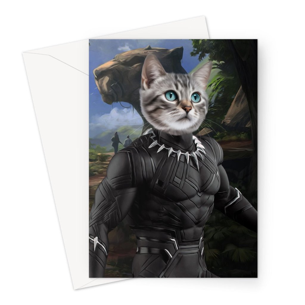 Pet Portraits | Black Panther (Marvel Inspired): Custom Pet Greeting Card | Paw & Glory