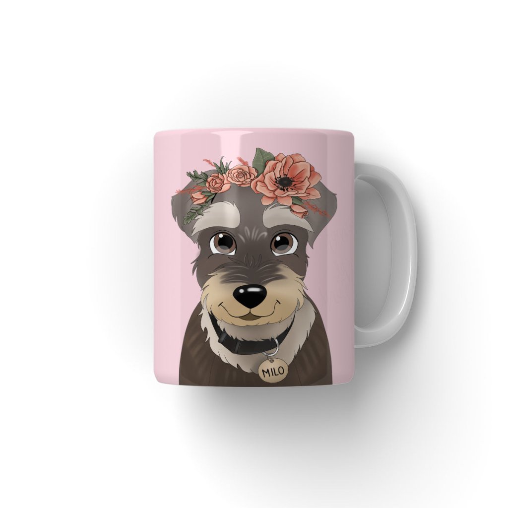 Pet Portraits | Blossom Crown: Cartoon Pet Coffee Mug | Paw & Glory