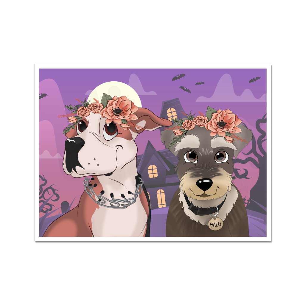 Pet Portraits | Blossom Crown: Cartoon Pet Poster | Paw & Glory