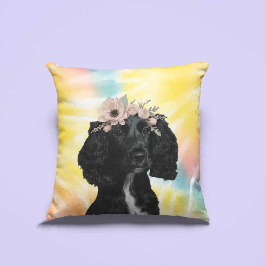 Pet Portraits | Blossom Crown: Minimalist Pet Pillow | Paw & Glory