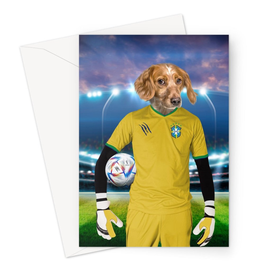 Pet Portraits | Brazil Football Team (FIFA 2022): Custom Pet Greeting Card | Paw & Glory
