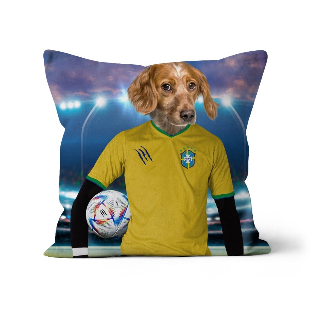 Pet Portraits | Brazil Football Team (FIFA 2022): Custom Pet Pillow | Paw & Glory
