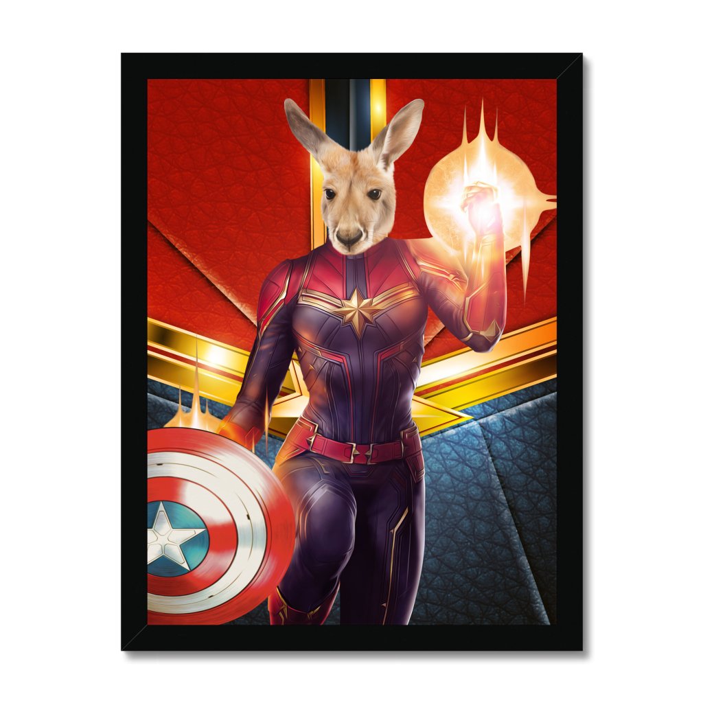 Pet Portraits | Captain Marvel: Animal Art Framed Portrait | Paw & Glory