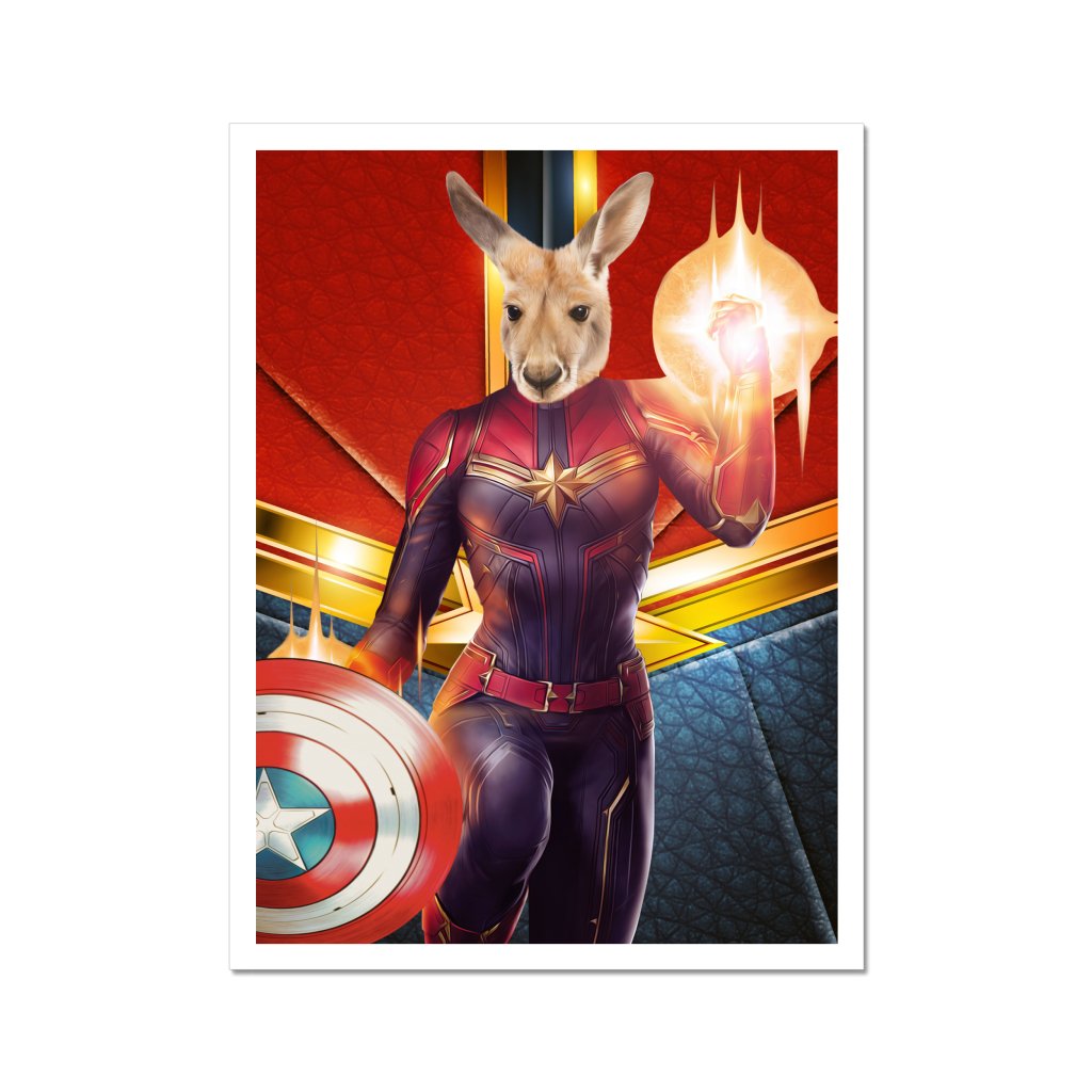 Pet Portraits | Captain Marvel: Animal Art Poster | Paw & Glory