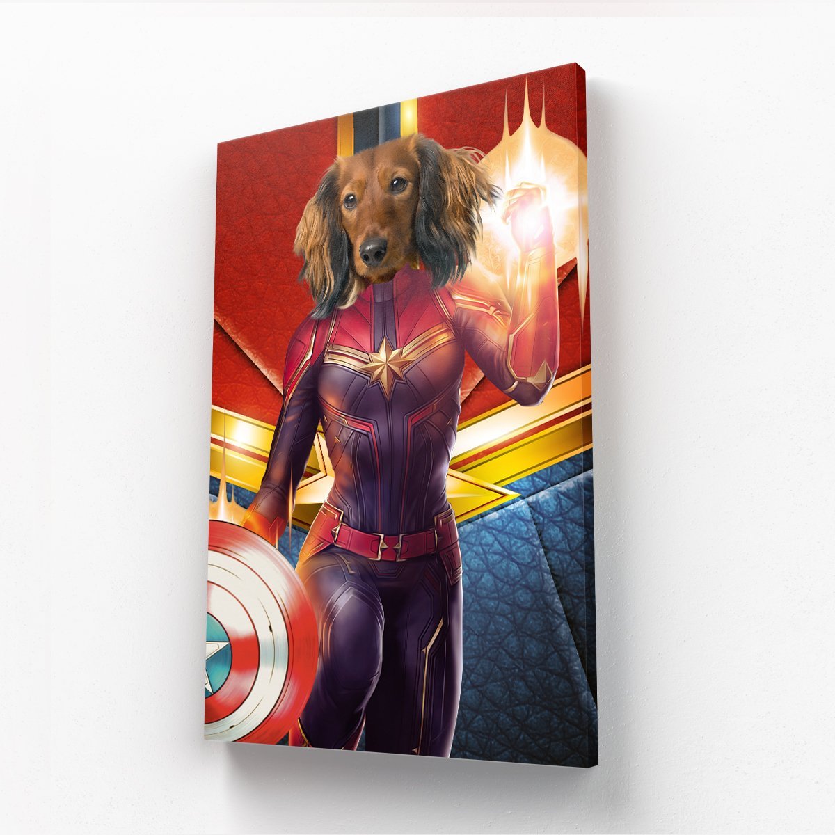 Pet Portraits | Captain Marvel: Custom Pet Canvas | Paw & Glory