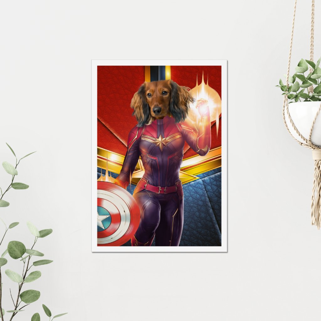 Pet Portraits | Captain Marvel: Custom Pet Poster | Paw & Glory