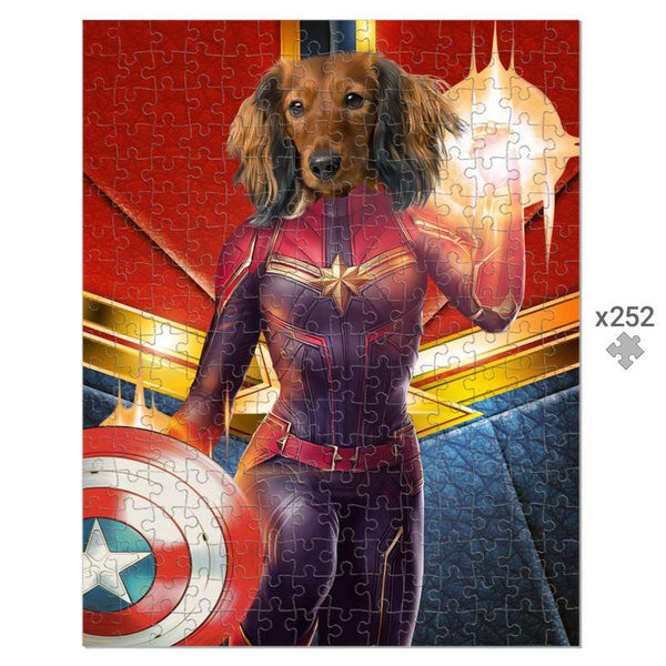 Cosmic Comic Hero Custom Pet Puzzle | Funny Pet Portrait | Paw & Glory