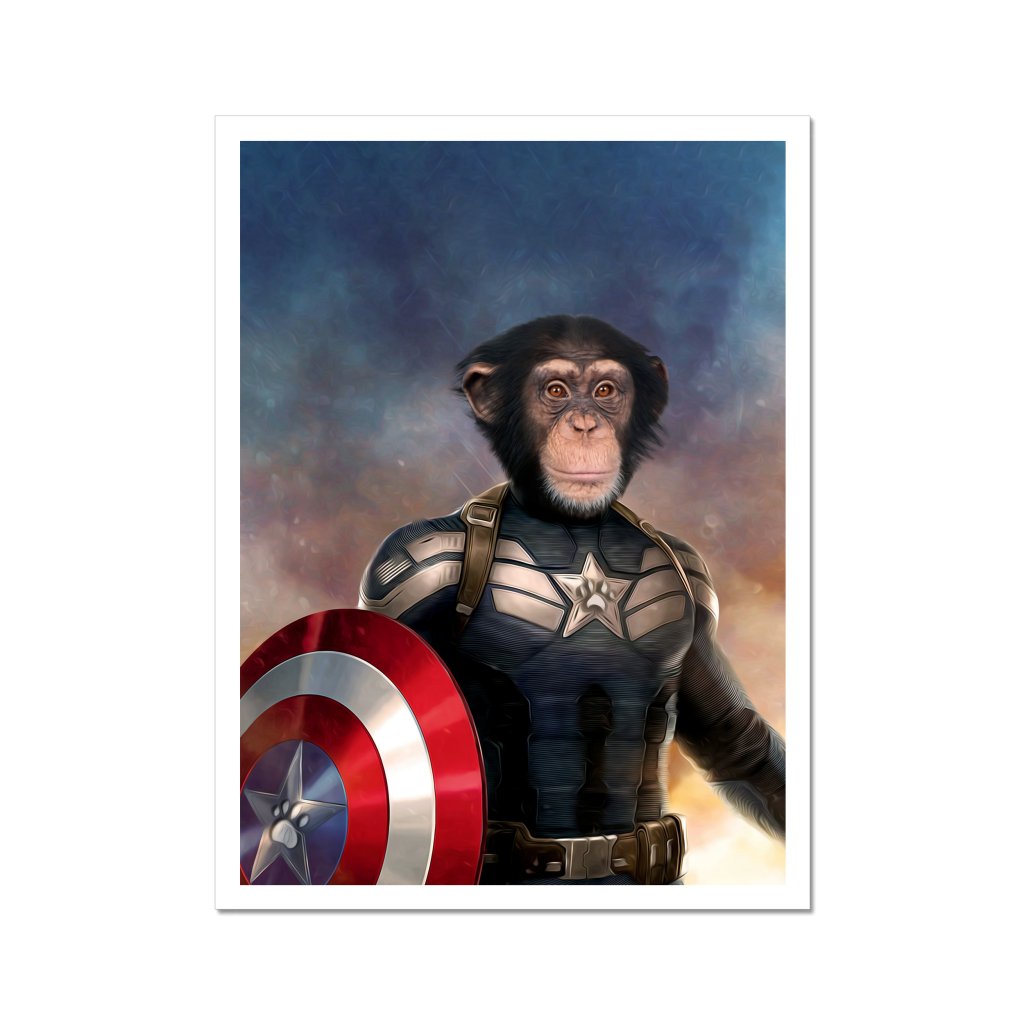 Pet Portraits | Captain Pawmerica: Animal Art Poster | Paw & Glory