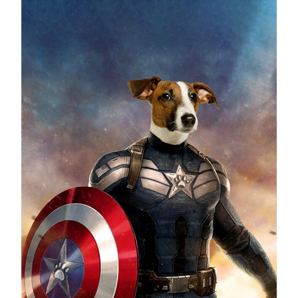 Patriotic Comic Hero Custom Digital Download Pet Portrait | Pet Portrait From Photo | Paw & Glory