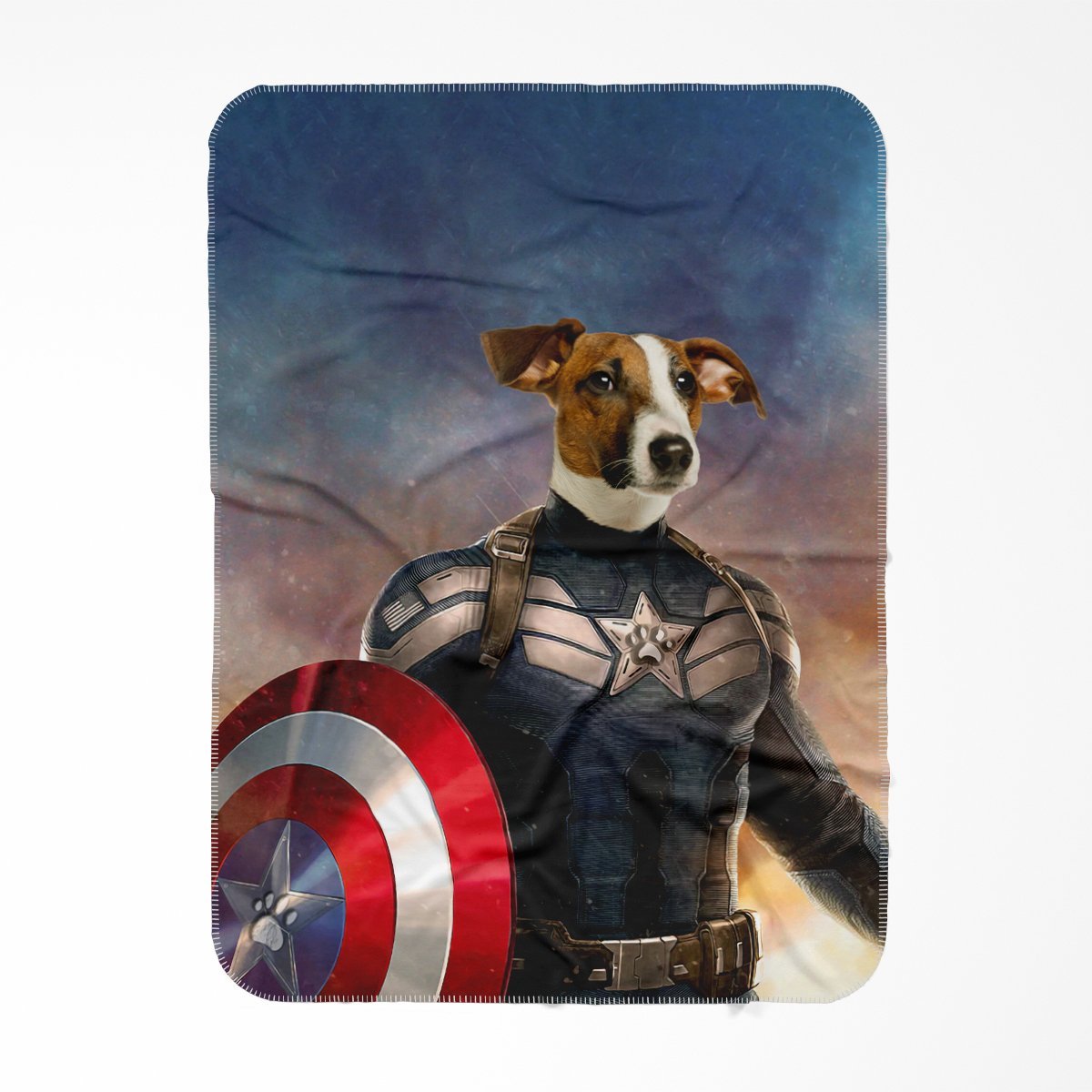 Pet Portraits | Captain Pawmerica: Custom Pet Blanket | Paw & Glory