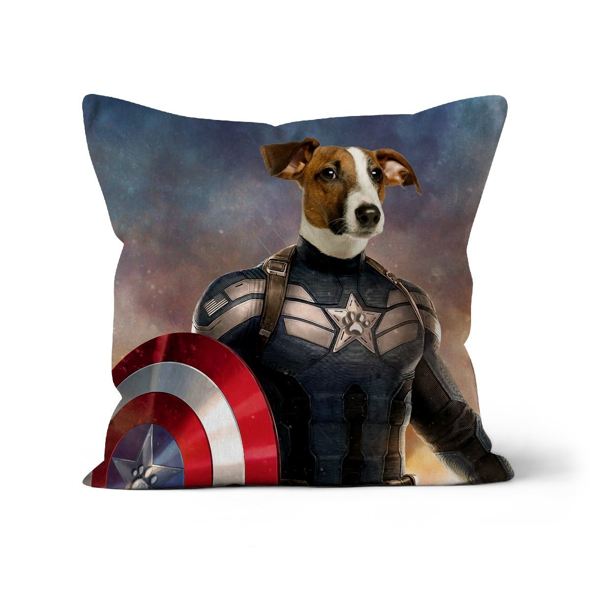 Patriotic Comic Hero: Custom Pet Pillow | Paw & Glory