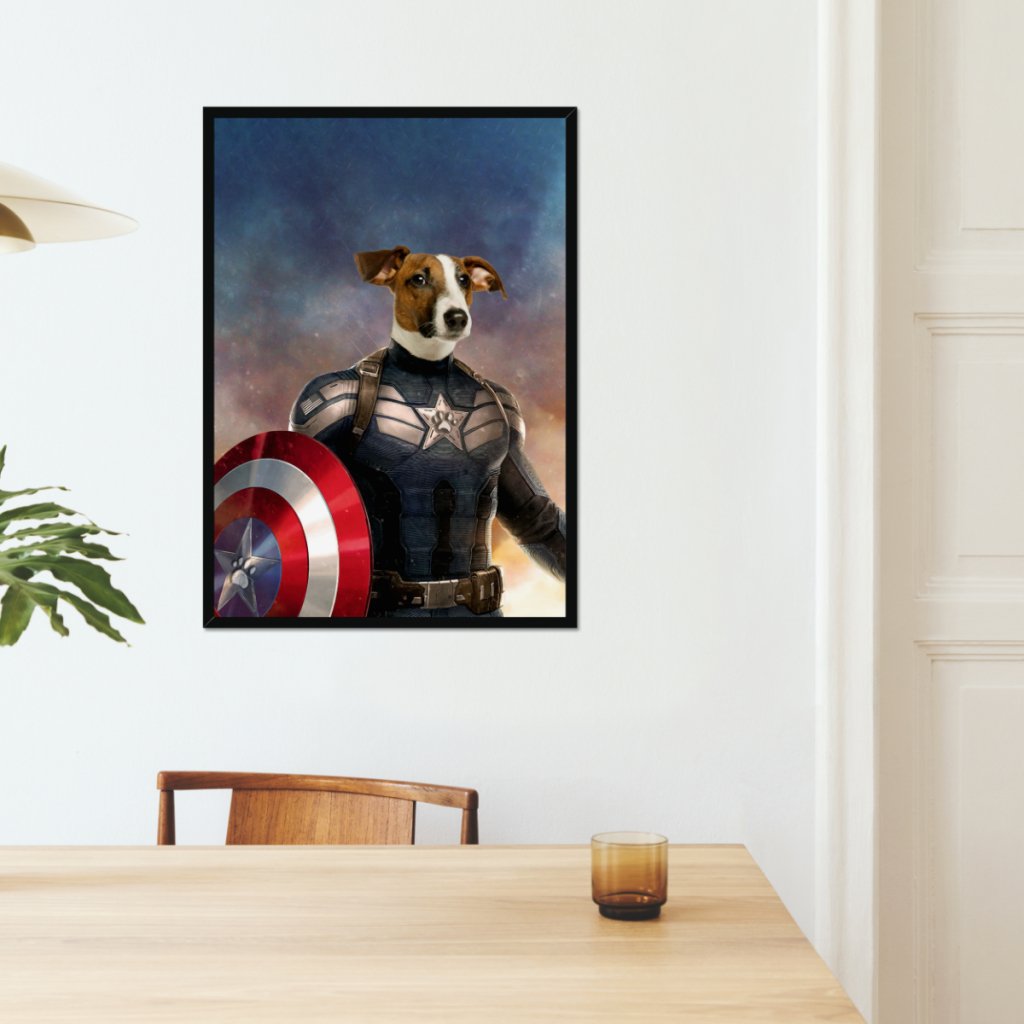 Patriotic Comic Hero: Custom Pet Portrait | Paw & Glory