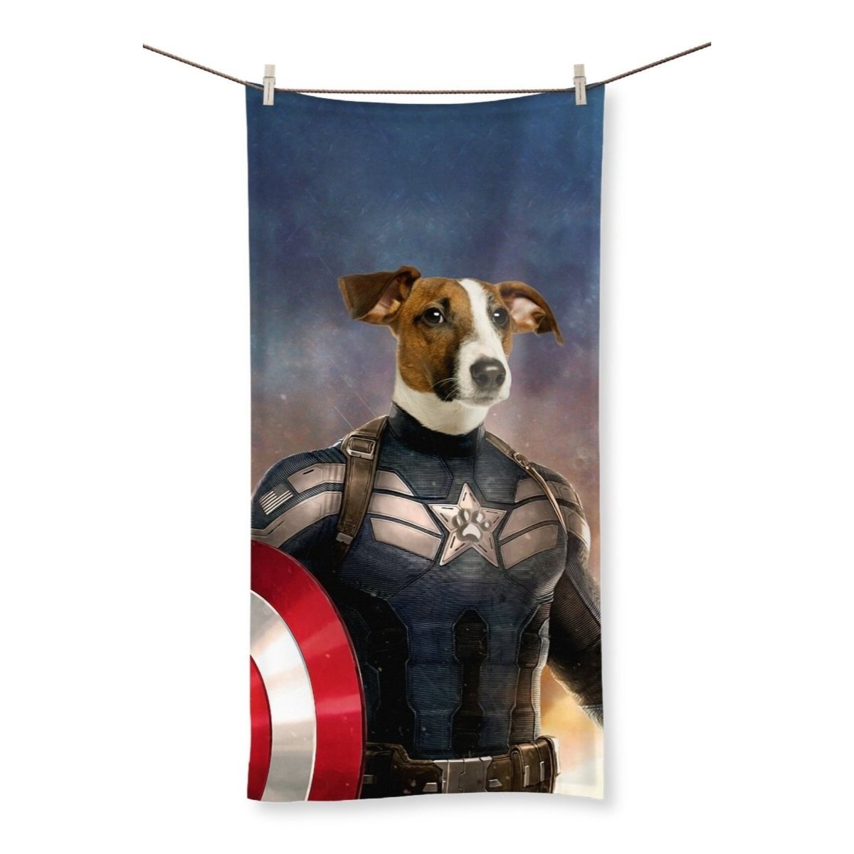 Patriotic Comic Hero: Custom Pet Towel | Paw & Glory