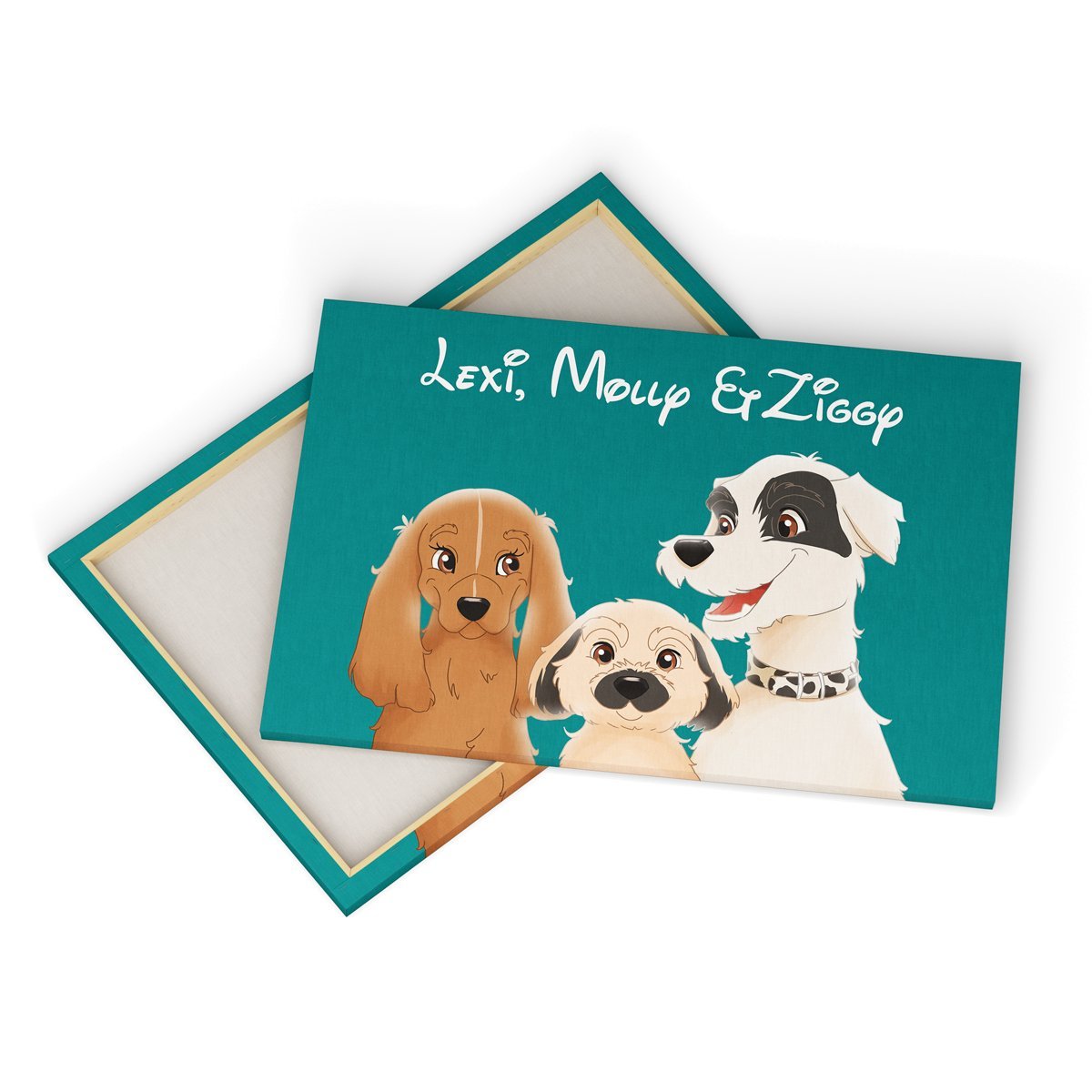Cartoon: Custom Three Pet Canvas - Paw & Glory - Dog Portraits - Pet Portraits