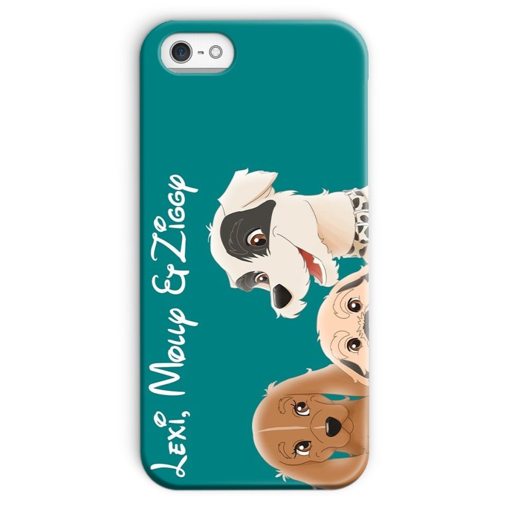 Cartoon: Custom Three Pet Phone Case - Paw & Glory - Dog Portraits - Pet Portraits