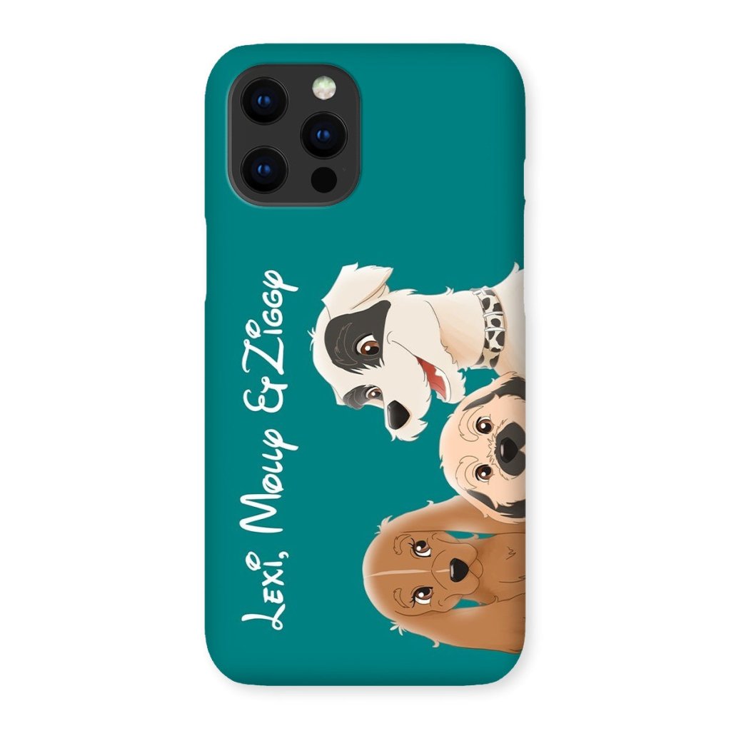 Cartoon: Custom Three Pet Phone Case - Paw & Glory - Dog Portraits - Pet Portraits