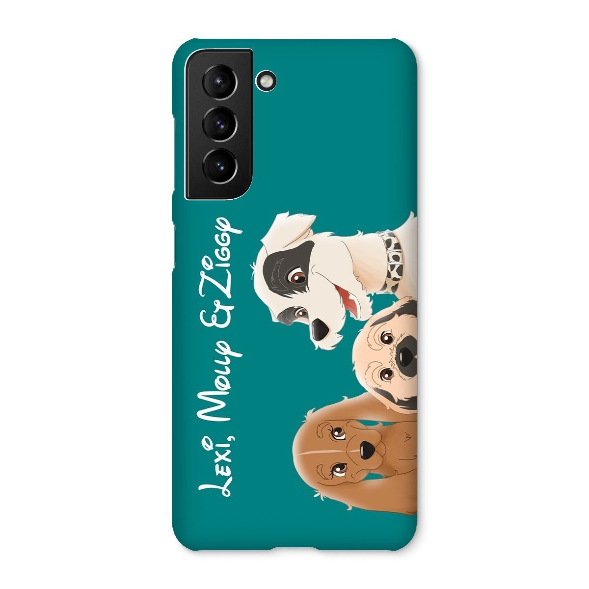 Cartoon: Custom Three Pet Phone Case - Paw & Glory - Dog Portraits - Pet Portraits