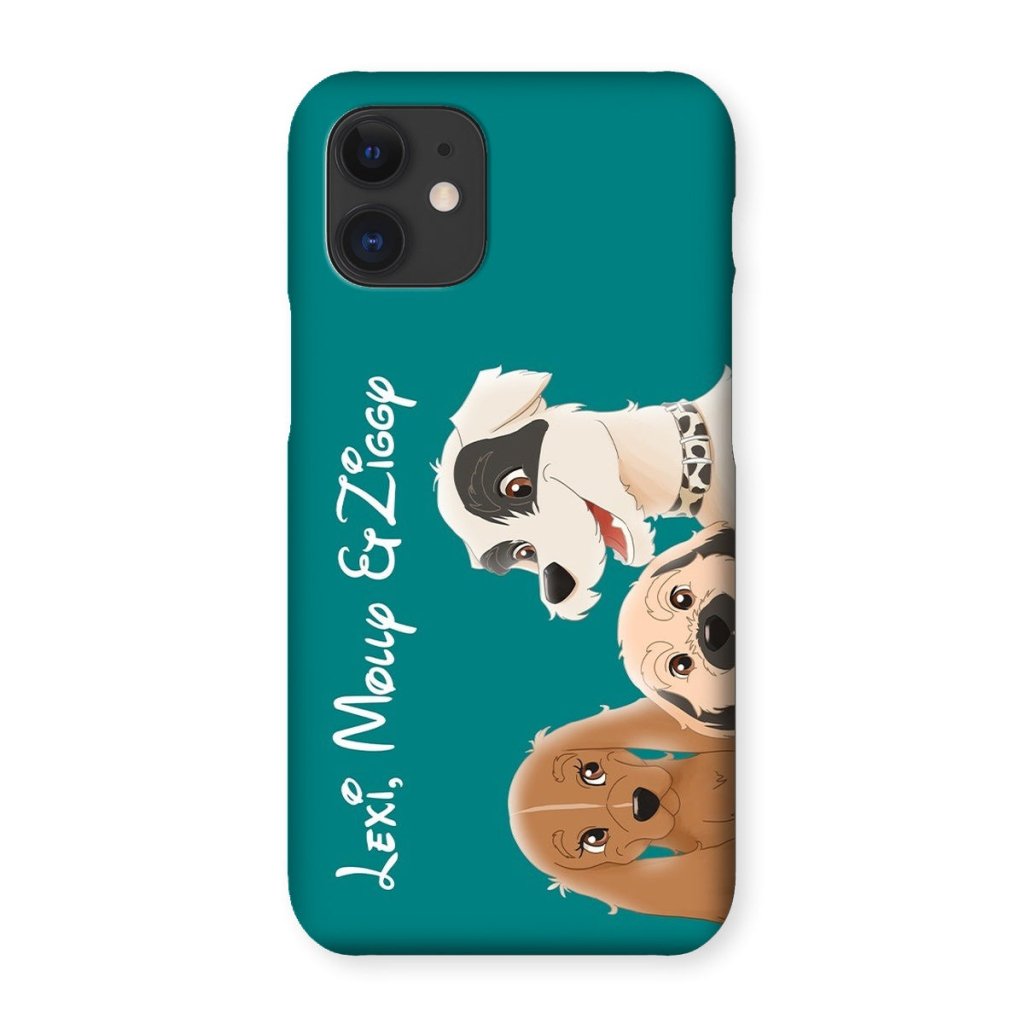 Cartoon: Custom Three Pet Phone Case - Paw & Glory - Dog Portraits - Pet Portraits