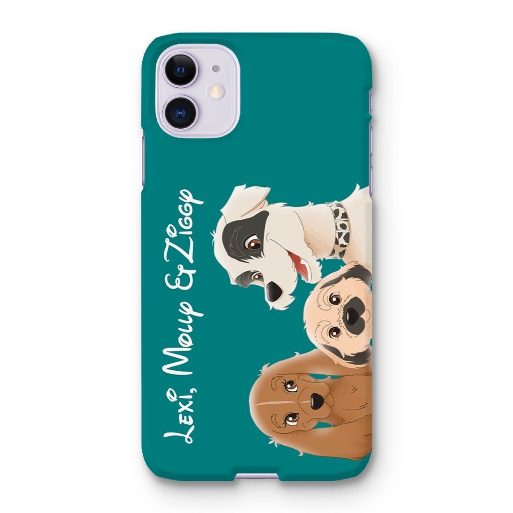 Cartoon: Custom Three Pet Phone Case - Paw & Glory - Dog Portraits - Pet Portraits