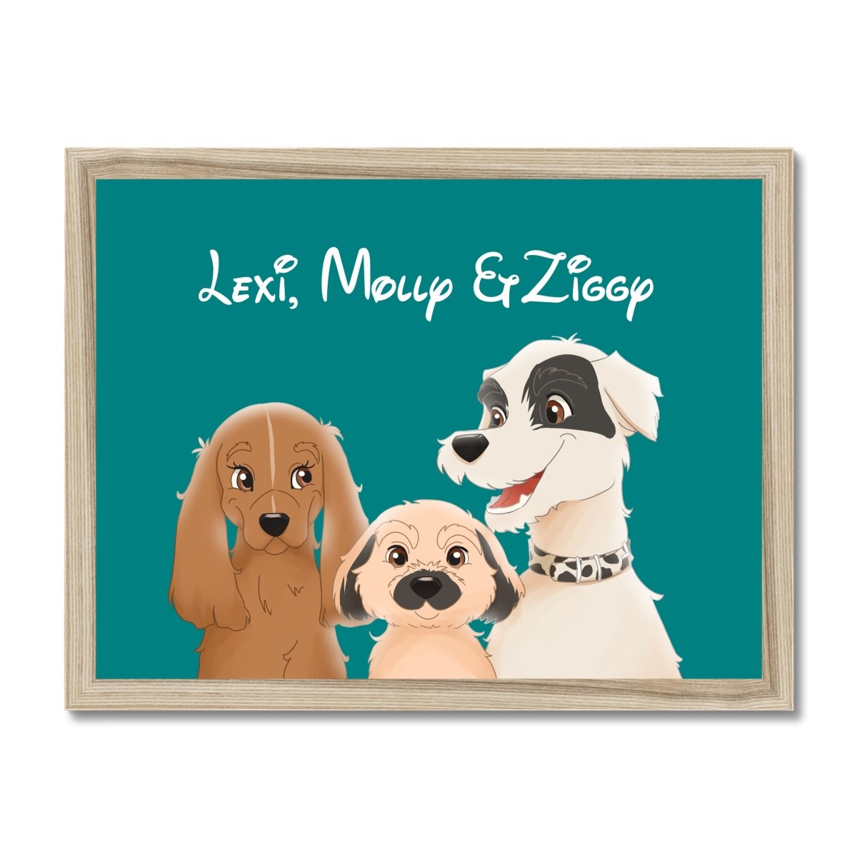 Pet Portraits | Cartoon: Custom Three Pet Portrait | Paw & Glory