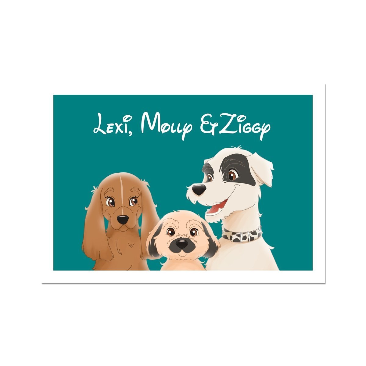 Pet Portraits | Cartoon: Custom Three Pet Portrait | Paw & Glory