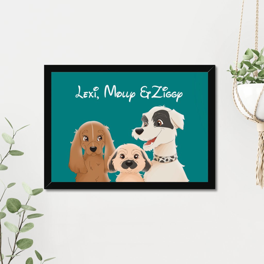 Pet Portraits | Cartoon: Custom Three Pet Portrait | Paw & Glory