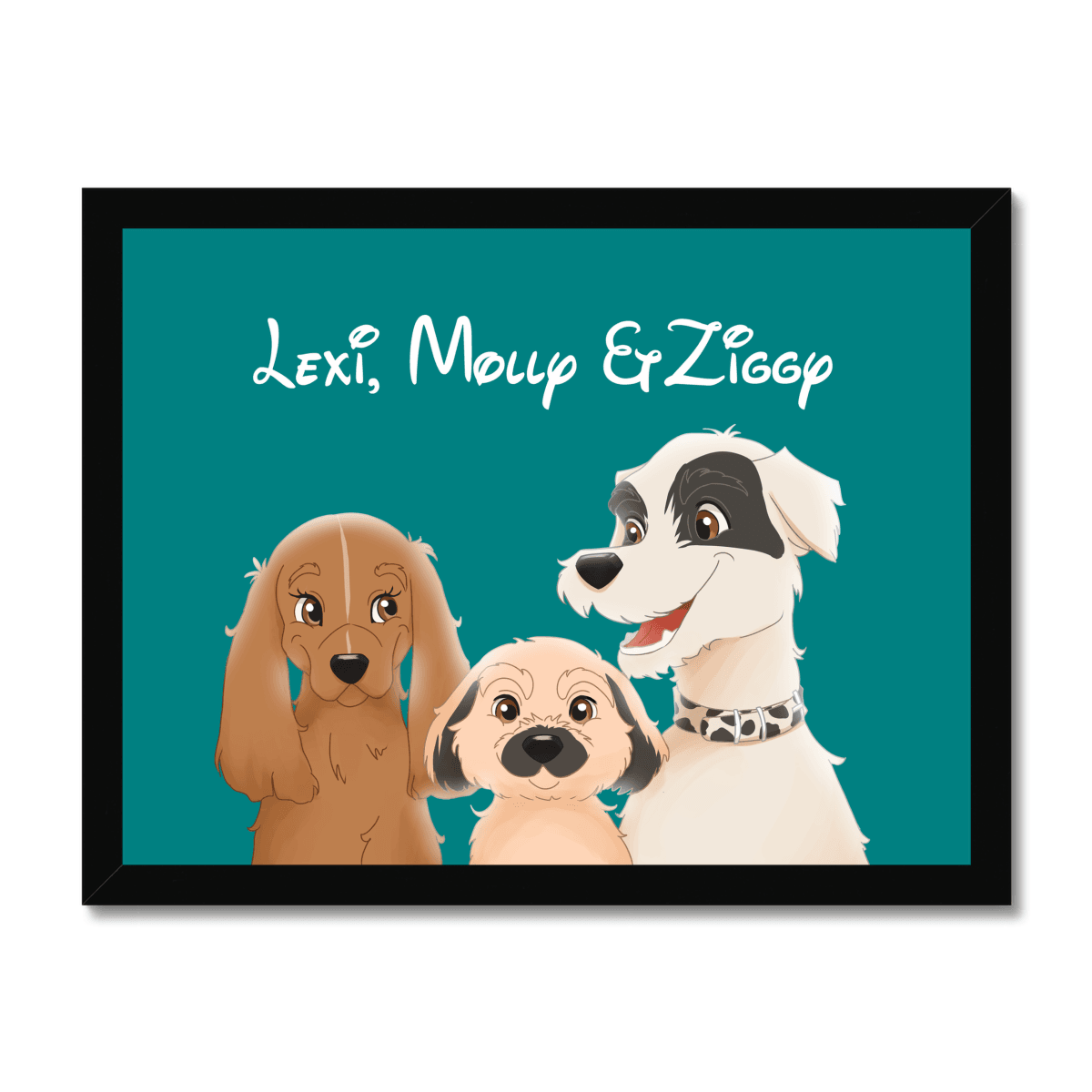 Pet Portraits | Cartoon: Custom Three Pet Portrait | Paw & Glory