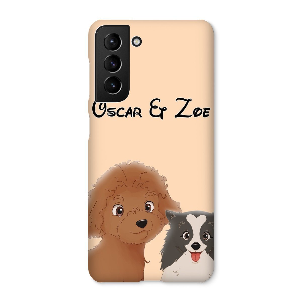 Cartoon: Custom Two Pet Phone Case - Paw & Glory - Dog Portraits - Pet Portraits