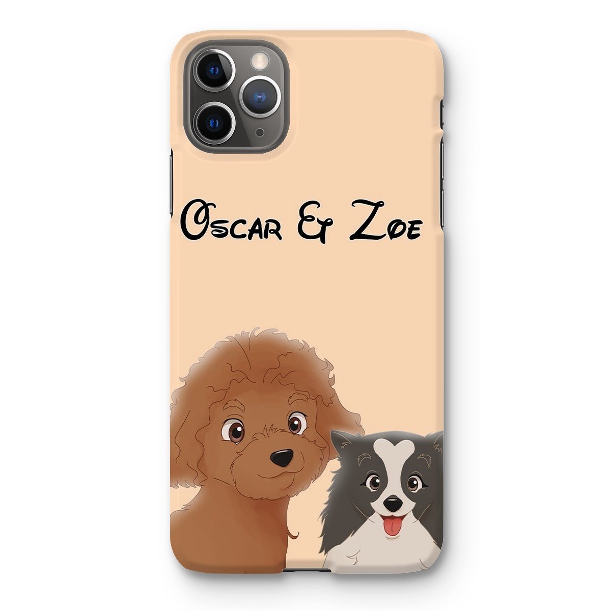 Cartoon: Custom Two Pet Phone Case - Paw & Glory - Dog Portraits - Pet Portraits
