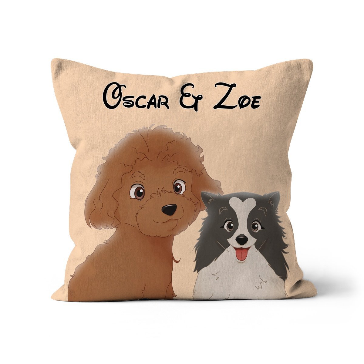 Pet Portraits | Cartoon: Custom Two Pet Pillow | Paw & Glory