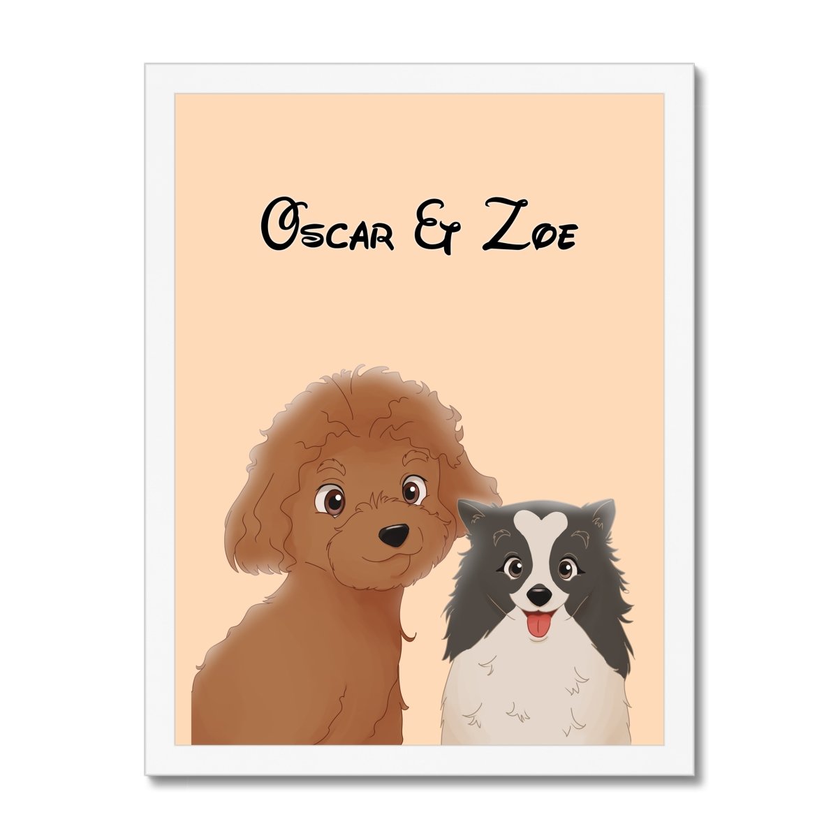 Cartoon: Custom Two Pet Portrait - Paw & Glory - Dog Portraits - Pet Portraits